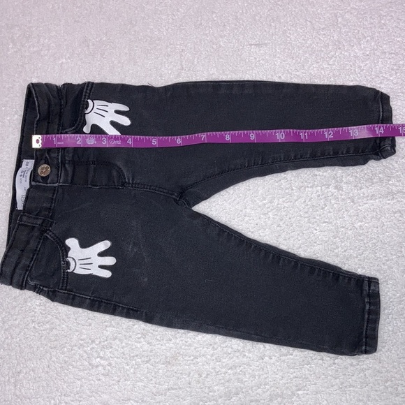 Zara Disney black denim jeans Minnie Mouse hands and bow skinny size 9/12m - Picture 8 of 9